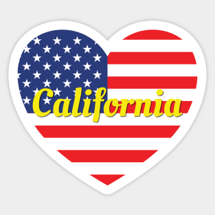 California American Flag Heart Sticker